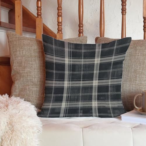 ArogGeld Black with Tan Buffalo Plaid Sofa Pillow Cover Grey Plaid