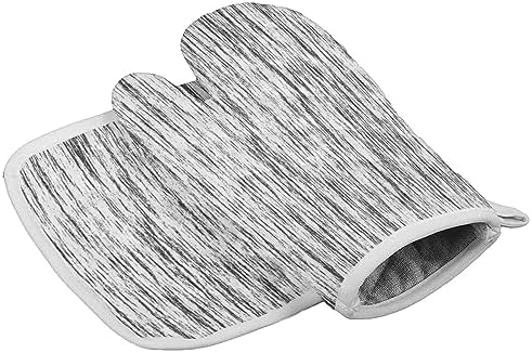 Quilted Cotton Terry Cloth Oven Mitt, Pot Holder Abstract Grey Brush