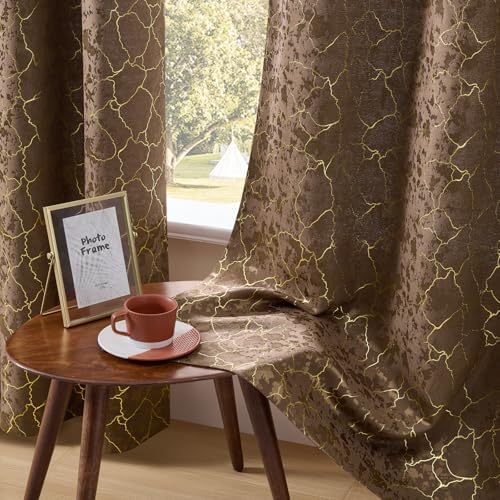 Geometric Brown Curtains 96 Inches Long 2 Panels Cocoa Jacquard