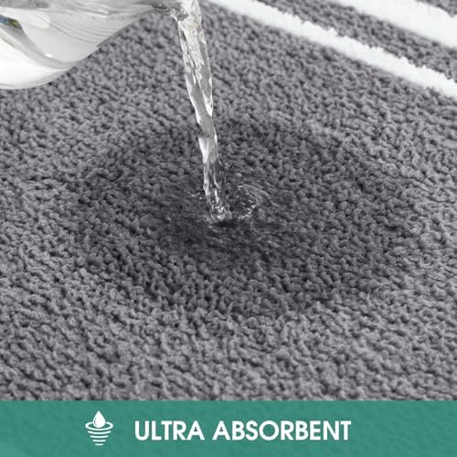 HOMEIDEAS Bathroom Rug Set 2 Piece, Striped Super Absorbent Soft