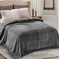 Whale Flotilla Flannel Fleece Fall Bed Blanket King Size, Dark Grey