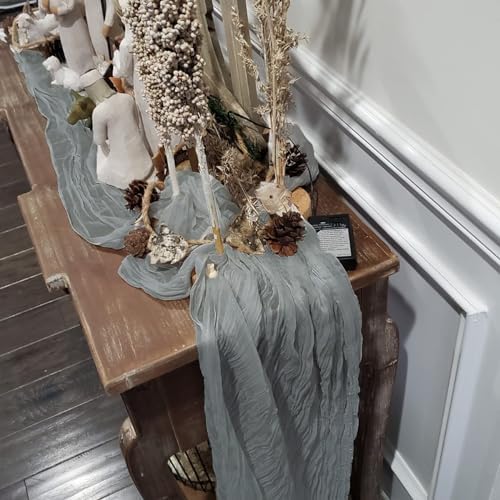 10 Pack Grey Cheesecloth Table Runner 10FT Boho Gauze Fabric Table