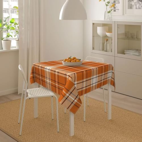 BETGINY Fall Tablecloth 60 x 60 Inch Square Orange Autumn Buffalo