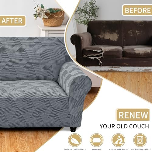 JIVINER 1 Piece Couch Cover for 3 Cushion Couch, High Stretch Sofa