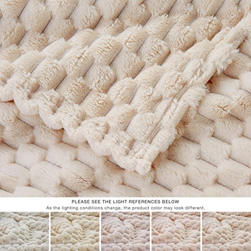 EXQ Home Beige Soft Fleece King Blanket Cozy Throw for Bed,Turtle