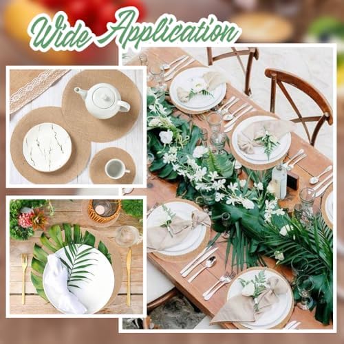 52pcs Round Burlap Placemats 12 Inch Reusable Woven Placemats Heat