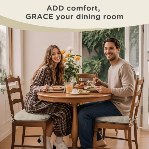 AddGrace Dining Chair Cushions Set of 4 Non-Slip 18"x16"x3" Cream
