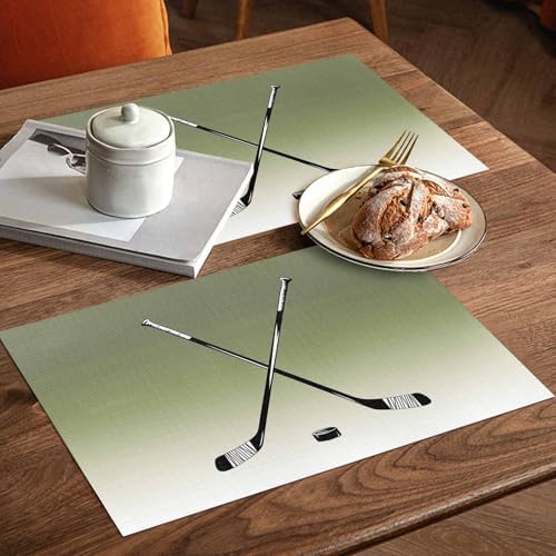 Placemats Set of 8, Sage Green Beige Woven Placemat, Linen Place Mats