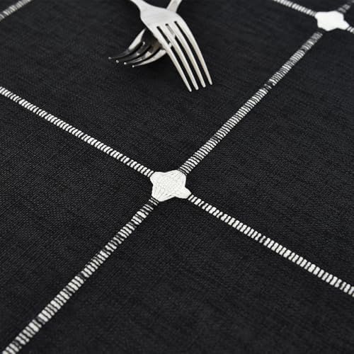 NEWISHER Farmhouse Embroidered Plaid Tablecloth Square 60 x 60 Inch