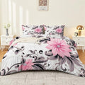 Duvet Cover Set Modern Minimalist Style Queen Size, Soft Washed Floral