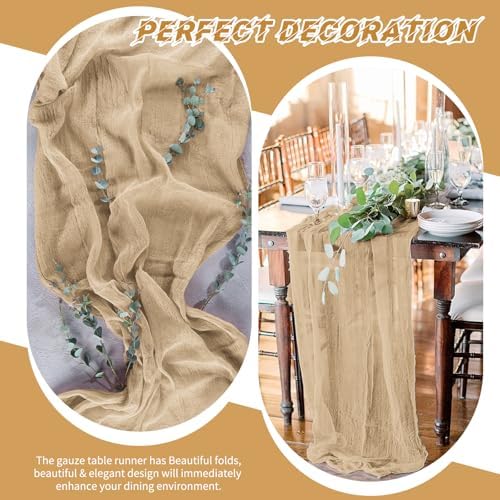 10 Pack Beige Cheesecloth Table Runner 17x108 Inch Boho Gauze Cheese