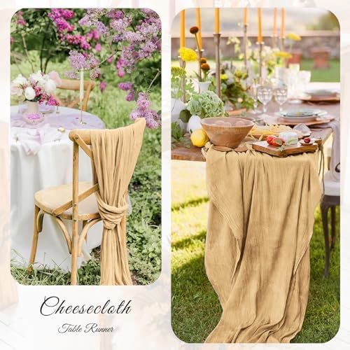 12 Pack Beige Cheesecloth Table Runner 10FT Wedding Party Decor