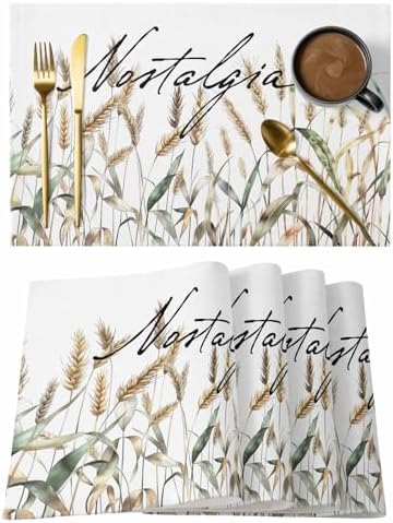 Placemats Set of 8, Pastoral Botanical Woven Placemat, Linen Place