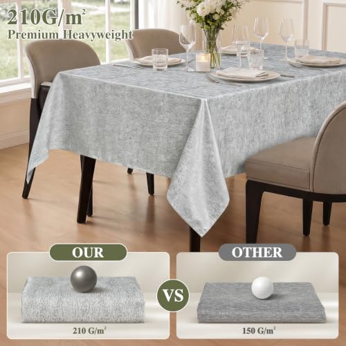 60"x 120" Silver Gray Jacquard Tablecloth for 8ft Tables