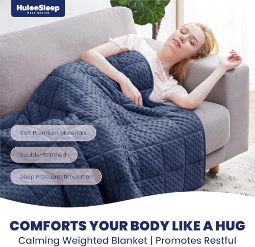 Huloo Sleep Weighted Blanket Queen 20lbs for Adult(60"×80",Navy Blue)