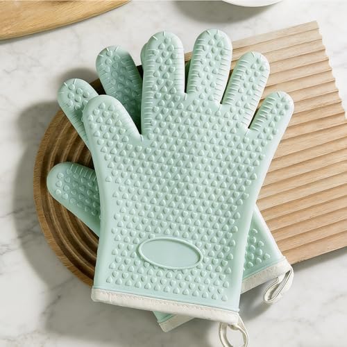 2Pack Heat Resistant Oven Mitts for Grilling and Baking, Non-Slip