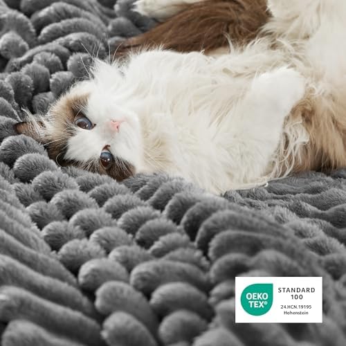 Bedsure Soft Sherpa Blanket Fluffy Dark Grey Gift Queen 90"x90"