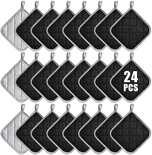24 Pcs Pot Holders Bulk for Kitchen Heat Resistant, 7X 7Inch Cotton
