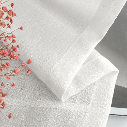 Melodieux White Semi Sheer Curtains 108 Inches - Extra Long Curtain