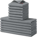 Homaxy 12 Pack 100% Cotton Kitchen Towels and Dishcloths Set, Grey