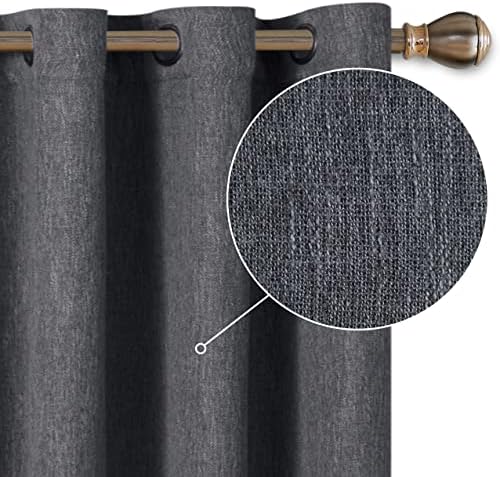 LORDTEX Linen Look Textured Blackout Curtains with Thermal Insulated