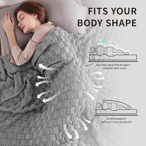 Knitted Weighted Blanket for Adult, No Beads Heavy Blanket 48"x72"