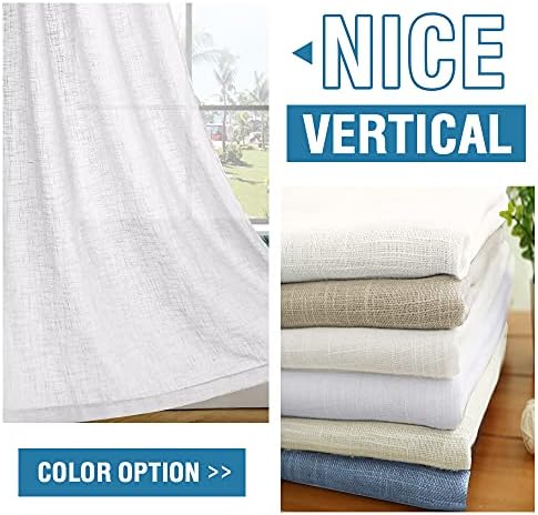 H.VERSAILTEX Linen Curtains 63 Inches Long for Living Room - Natural
