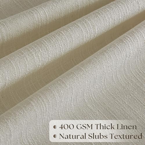Warm Oatmeal Linen Curtains 84 Inches Long Pinch Pleated Semi Sheer