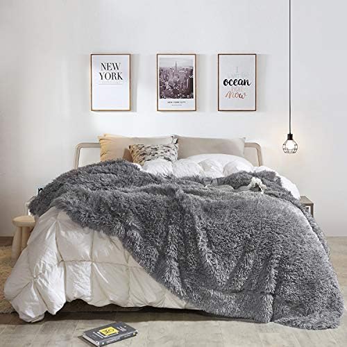 YOH Warm Shaggy Sherpa Reversible Throw Blanket, Fluffy Soft Long Hair