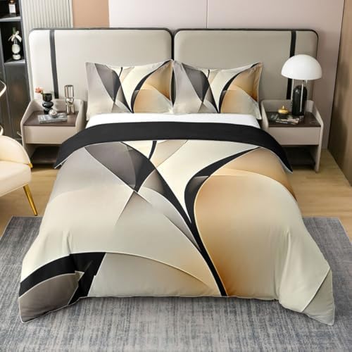 Abstract Stripes 100% Cotton Duvet Cover Twin Modern Retro Geometric