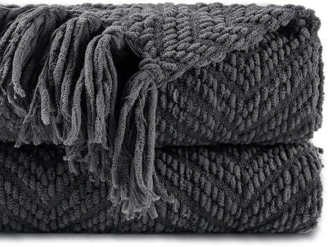 BATTILO HOME Dark Grey Throw Blanket for Couch, 50"x60"
