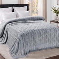 Whale Flotilla Soft Flannel Fleece King Size Bed Blanket, Silver Grey