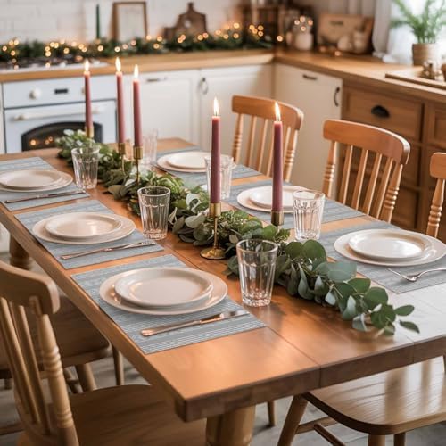 Placemats Set of 8, Abstract Classic Striped Washable Table Mats for
