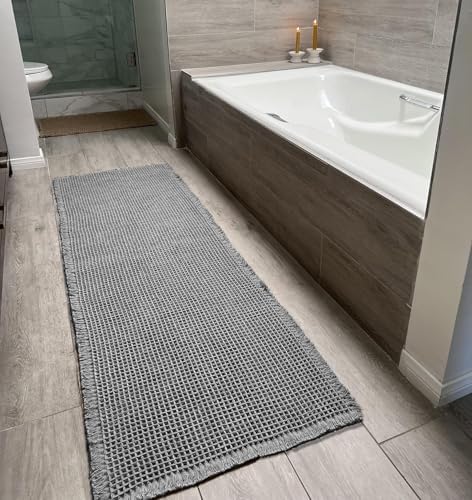 Waffle Bath Mat Non Slip, Super Absorbent Quick Dry Bath Rug, Soft