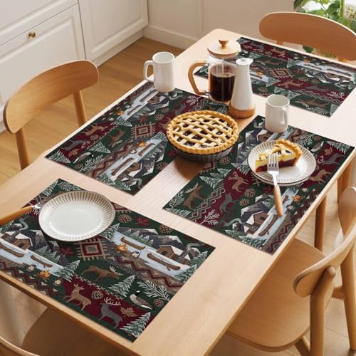 Placemats Set of 8, Western Boho Woven Placemat, Linen Place Mats for