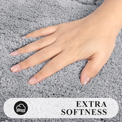 Pauwer Bathroom Rugs Sets 3 Piece, Microfiber Bath Mat Set, Light Grey