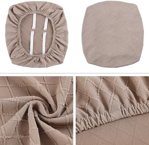 Fuloon Dining Chair Seat Covers Stretch Slipcovers, 4 Pack, Khaki