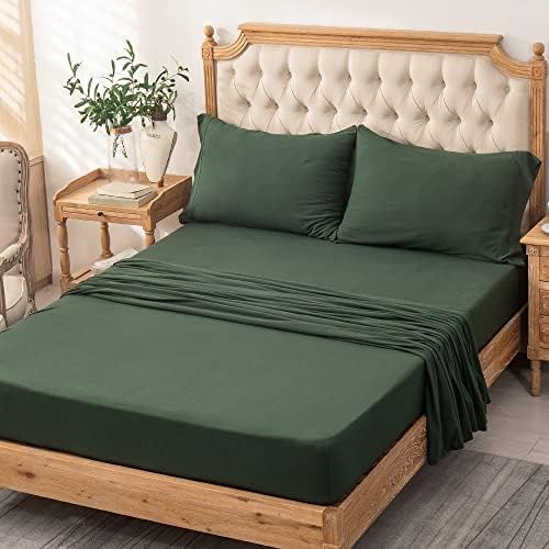 PURE ERA Jersey Knit Sheet Set Solid Forest Green King