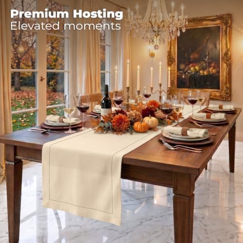 Signature LinenTM by D'Moksha, 100% Pure Linen Ivory Table Runner