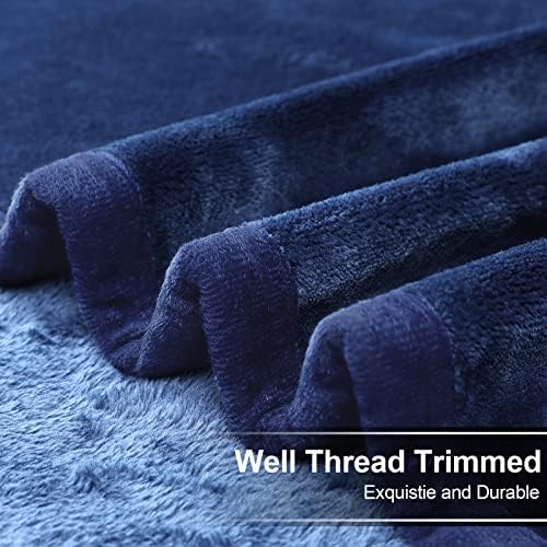 EASELAND Soft Lightweight California King Fleece Blanket, Dark Blue
