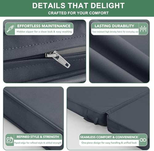 Summsun 4-Pack High Back Outdoor Chair Cushions, 20 x 20 Inch, Dark