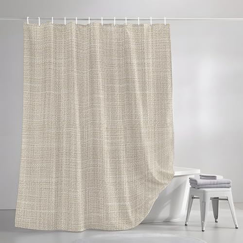 Minimalist Cream Beige Shower Curtain for Bathroom Rustic Neutral