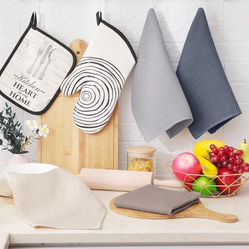 Homaxy 100% Cotton Waffle Weave Kitchen Dish Cloths, 9-Pack, Mixed