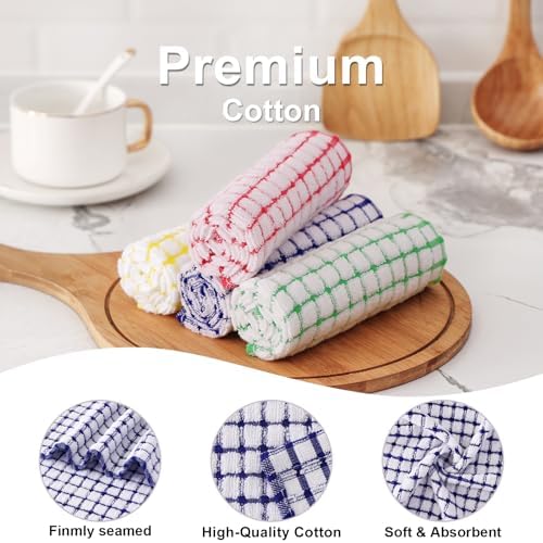 Kitinjoy Cotton 8 Pack Terry Kitchen Dish Cloths, 12 x 12 Inches Super