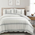 Lush Decor Farmhouse Stripe Reversible Cotton Duvet Cover Set 3 Piece