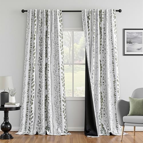 MEETSKY Sage Green Blackout Curtains 72 Inches Long 2 Panels Boho
