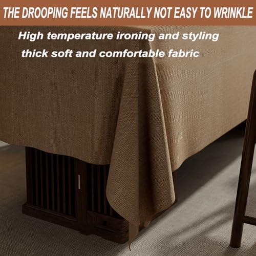 RUANLOV Cotton Linen Wrinkle Free Table Cloths, Cotton Linen