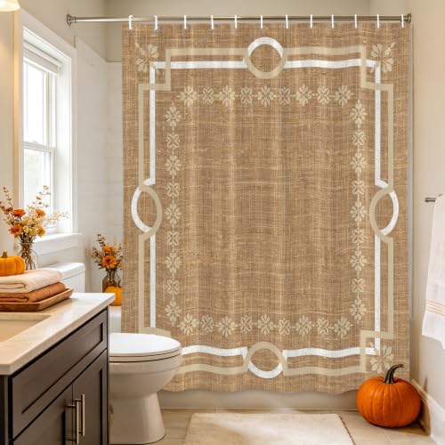 Long Shower Curtains 72" x 84", Taupe Gray Botanical Washable Shower