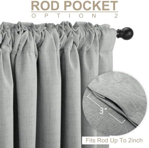 Linen Textured Total Blackout Curtains for Bedroom 120 Inches Long