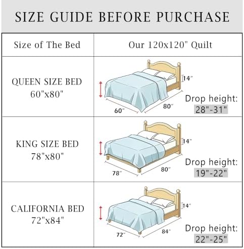 Cmfshape 120"x120" Oversized King Size Quilt,Lightweight Minimalist
